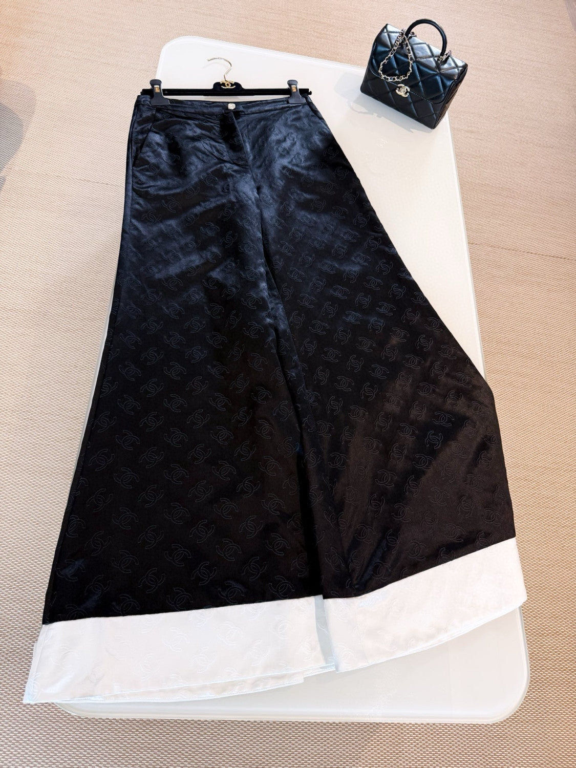 M¨¦tiers d'art Women's Spring/Autumn Fashion Classic Dark Pattern Jacquard Wide Leg Silk Casual Pants #78288