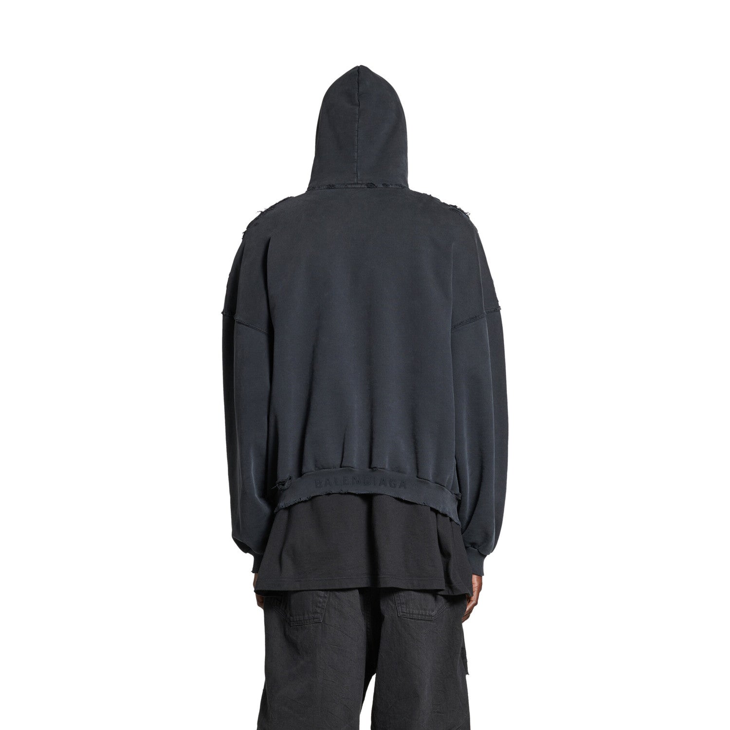 Men's Spring and Autumn PARIS LIBERTY Print Long Sleeve Loose Black Oversized Hoodie Ngvp #8752