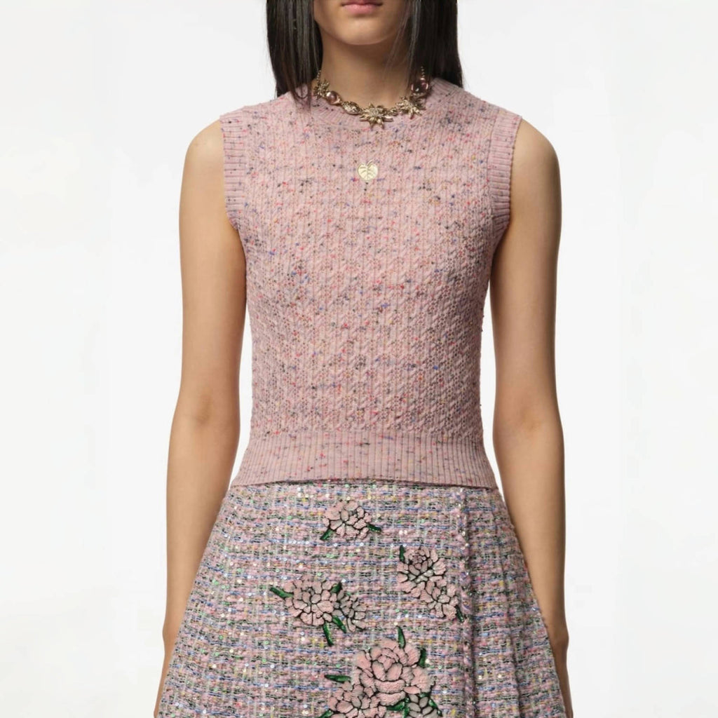 Women's High Street Summer Wool Round Neck Plain Sleeveless Pullover Knit Sweater Vest Ngvp #2131