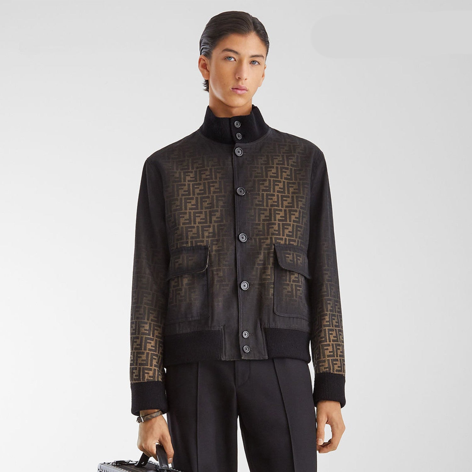 Men's Tight Jacket Canvas Ff Eclissi Jacket Vintage Gradient Aged Fashion Casual Jacket #71554