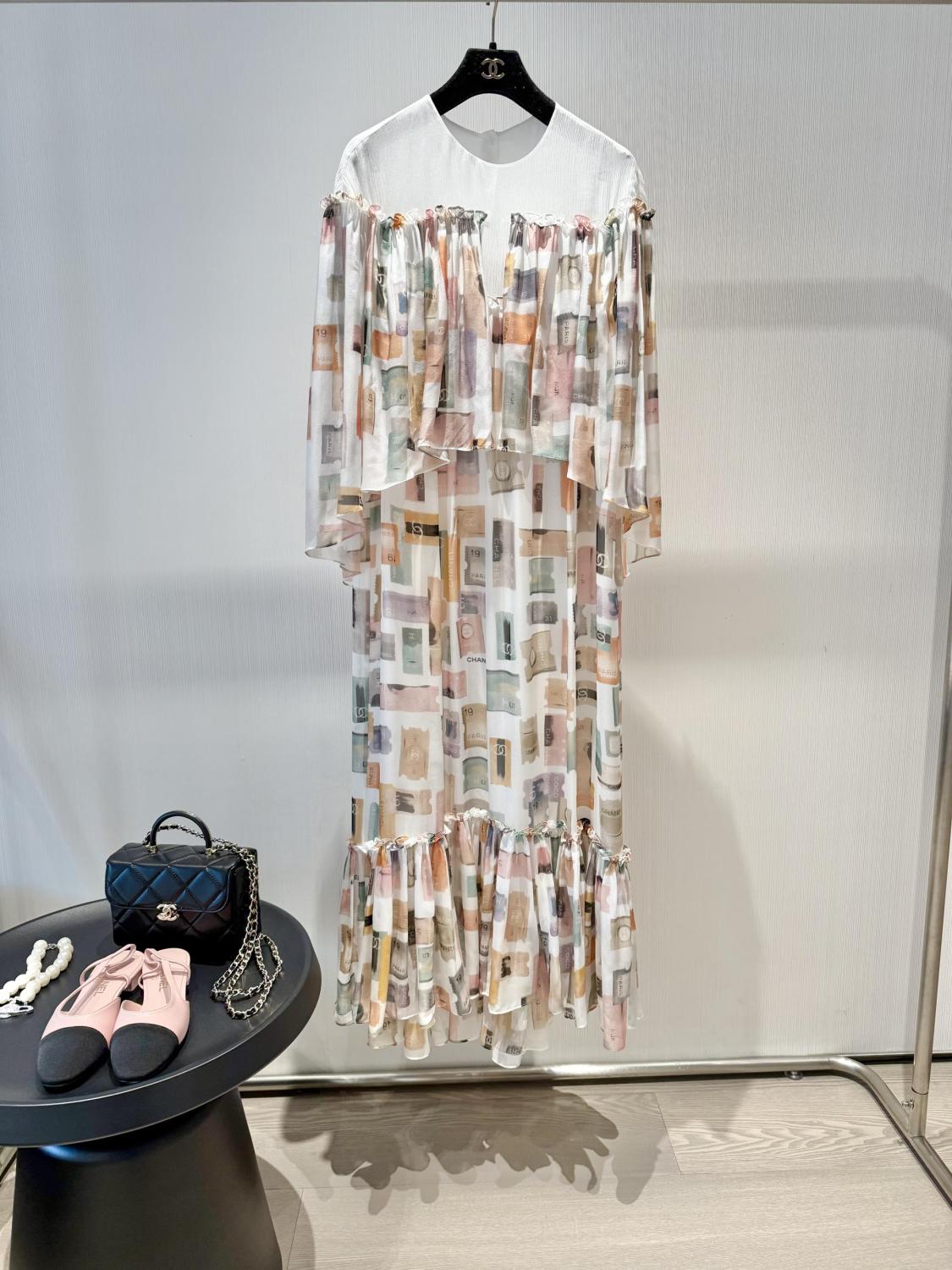 Women's Spring Summer Pattern Printed Long Silk Long Sleeve Dresses #75274