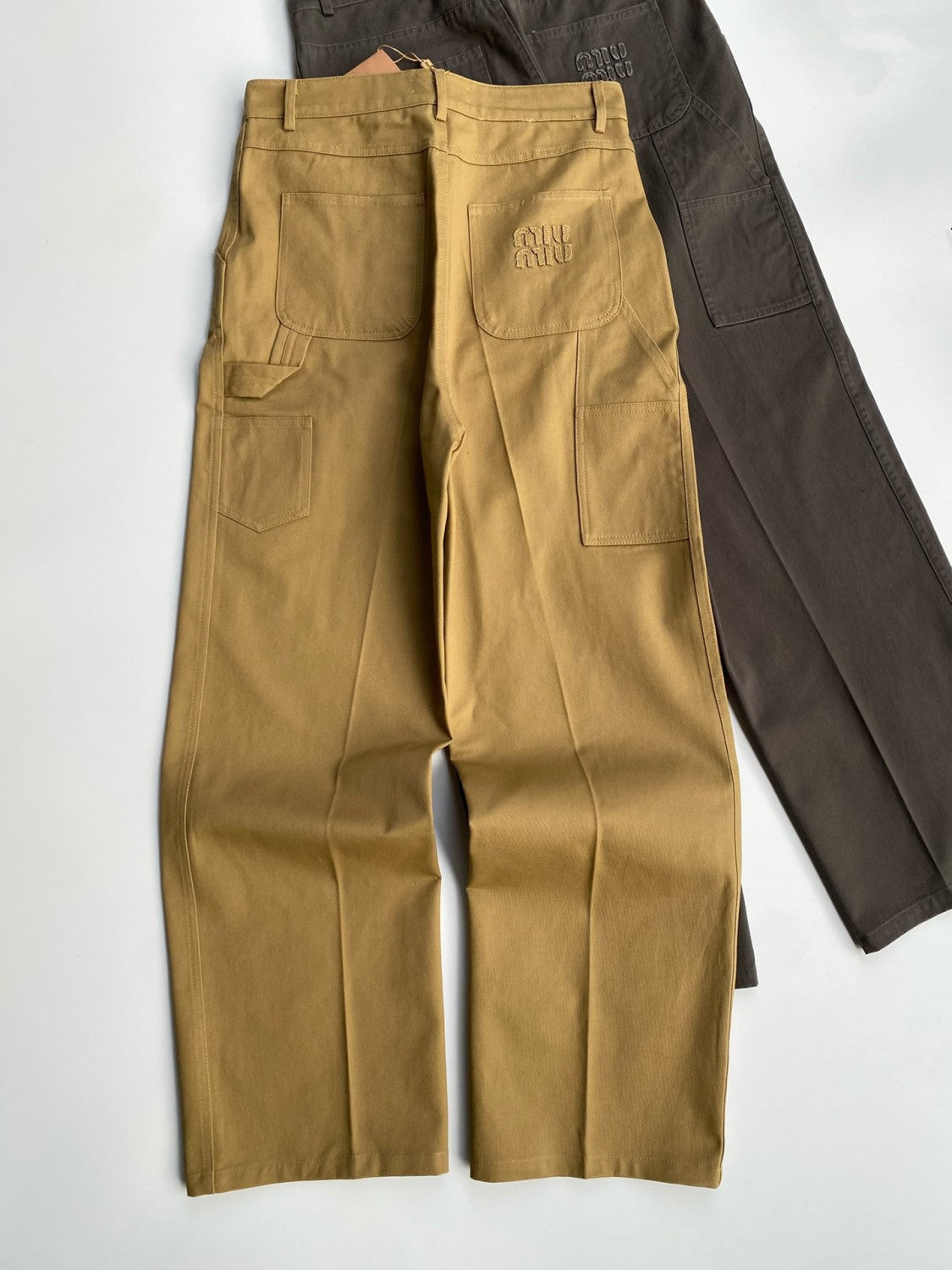 Women's Spring & Autumn Solid Color Embroidered Logo Printed Loose Straight Casual Pants #75146