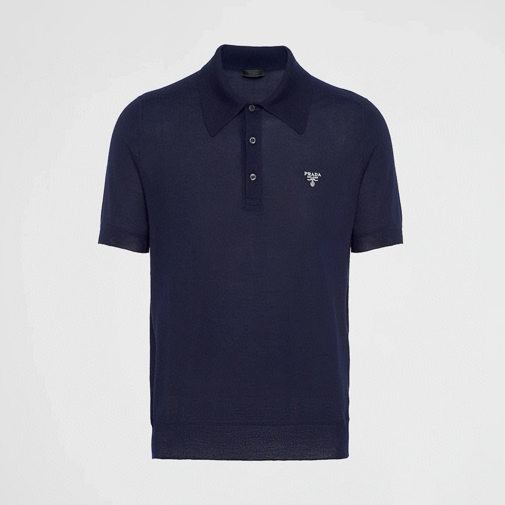 Men's Summer Solid Color Embroidered Logo Wool Knit Polo Shirt Short Sleeve T-Shirt #98532