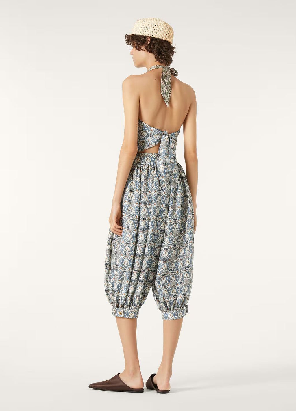 Women's Peter Pants Four Seasons Silk Printed High Waist Zipper Logo Solid Color Casual Lantern Pants Ngvp #1827