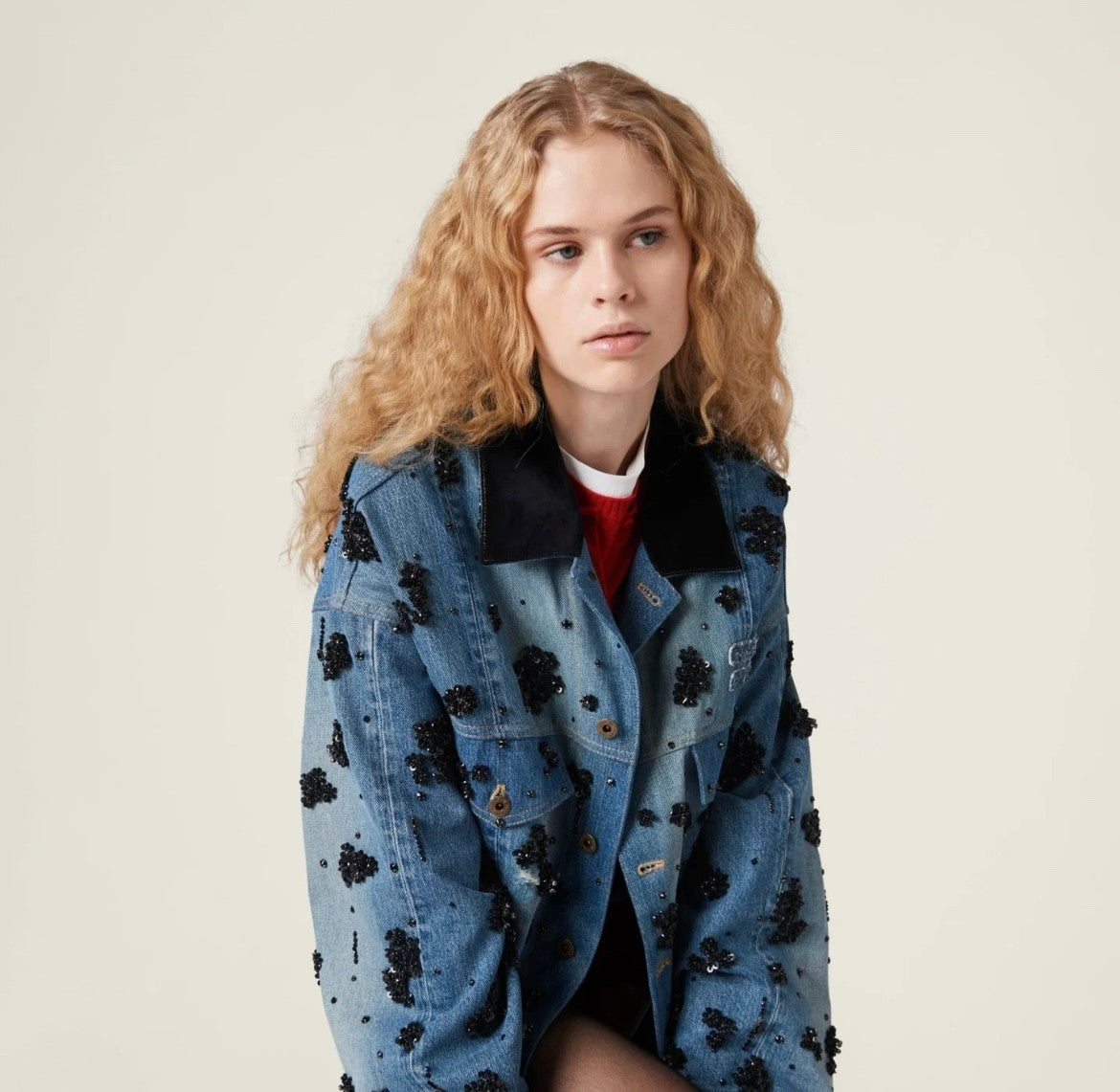 Women's Spring And Fall Logo Embroidery Single Breasted Lapel Short Casual Denim Jacket #72664