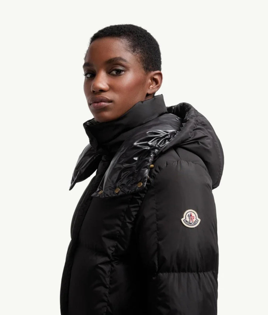 2025 FallWinter Women's LITTE Mid-Length Jacket with Detachable Shoulders. Made of Wrinkle-Resistant Down Fabric. Straight Cut. Knee-Length. Warm Jacket #83145A