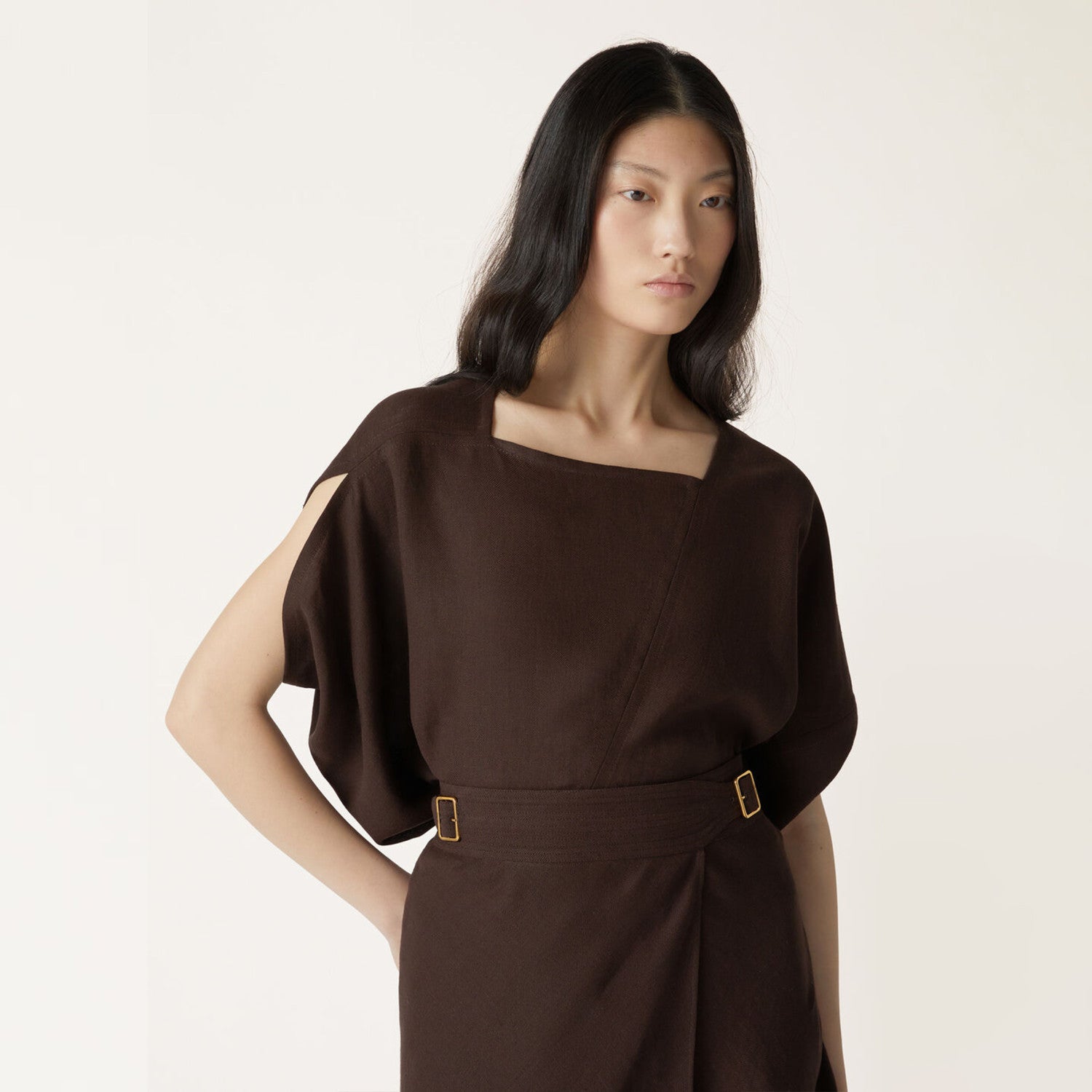 Gaia Women's Irregular Shirt Emmit Straight Wide Leg Pants Fashion Casual Comfortable Linen Suit Set Ngvp #9248