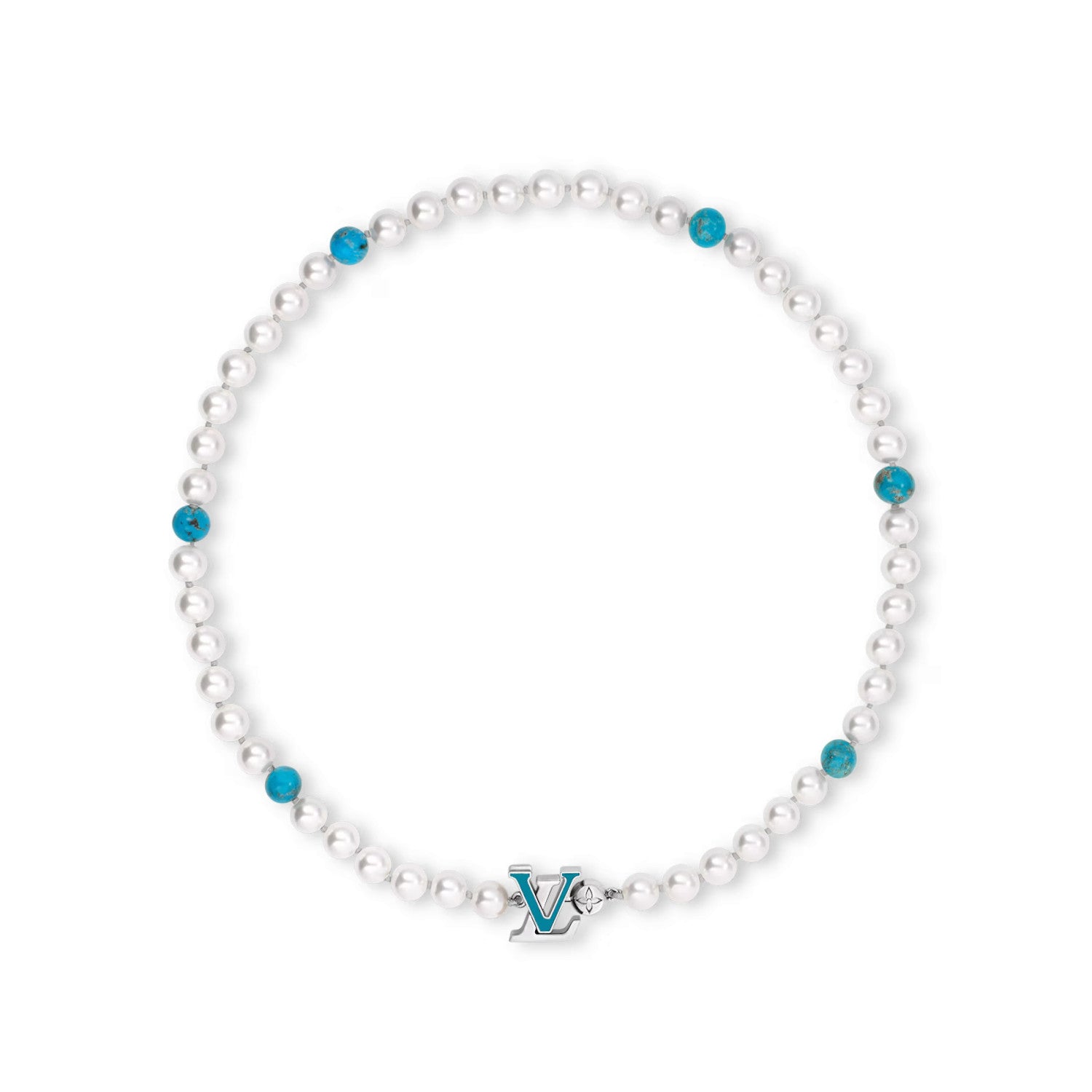 Men's White Blue Brass Turquoise Metal Bracelet Necklace Jewelry #73118