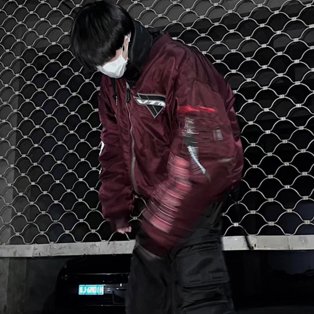 Vetements Men's Autumn And Winter Racing Suit Warm Air Force Jacket High Street Zipper Jacket Colorblocking Fashion Jacket Ngvp #8782