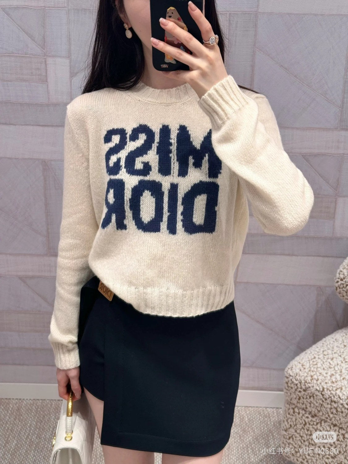 Women's Autumn and Winter Logo Letter Applique Round Neck Long Sleeve Cashmere Sweater #72788