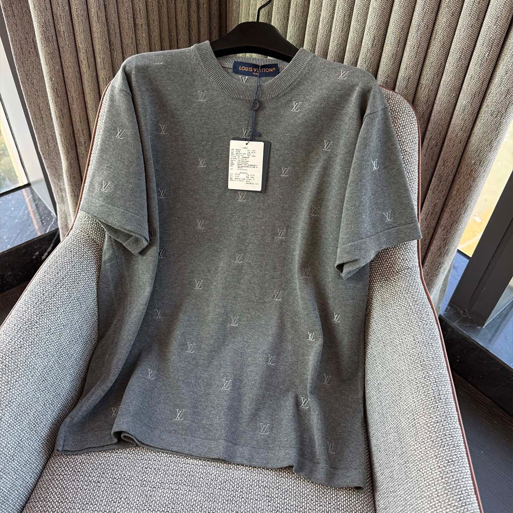 Men's 26ss LV Blason Embroidered Short-Sleeved Crewneck T-shirt #82537A