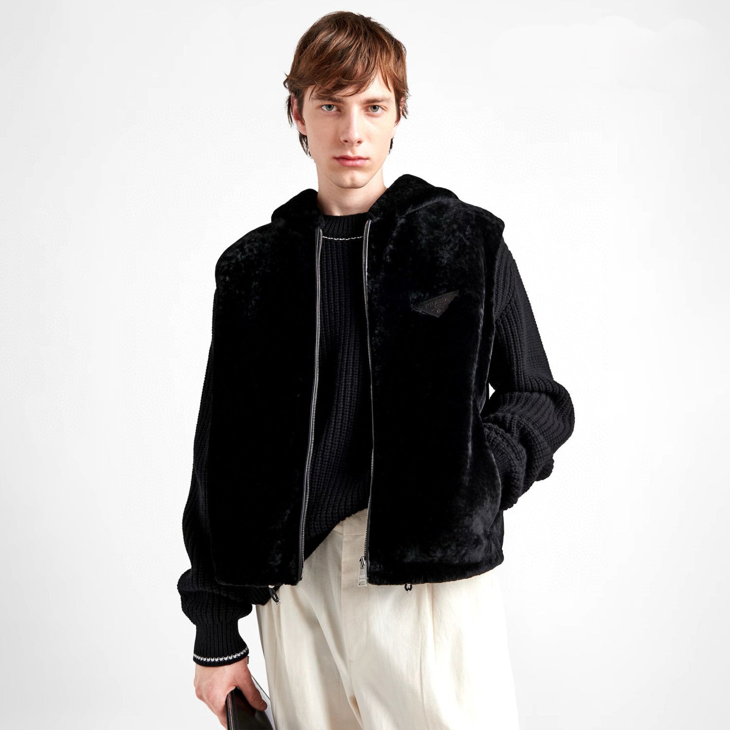 Wool Leather Men's Vest Black Fashion Trend Retro Sport Style Luxury Hooded Sleeveless Casual Jacket #71794