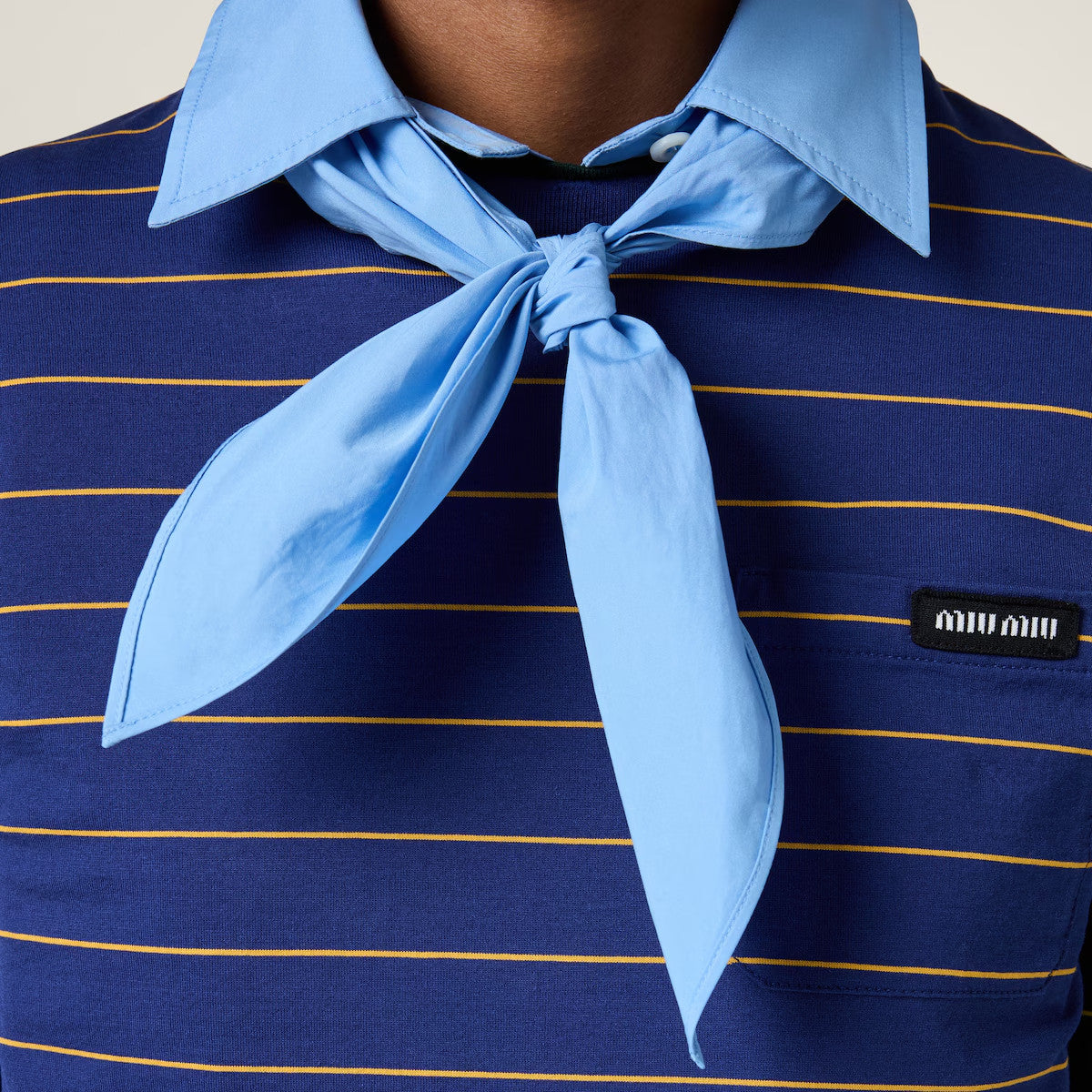 Women's Color Blocking Striped Logo Summer Round Neck Solid Color Knit Short Sleeve Jersey T-shirt #76113