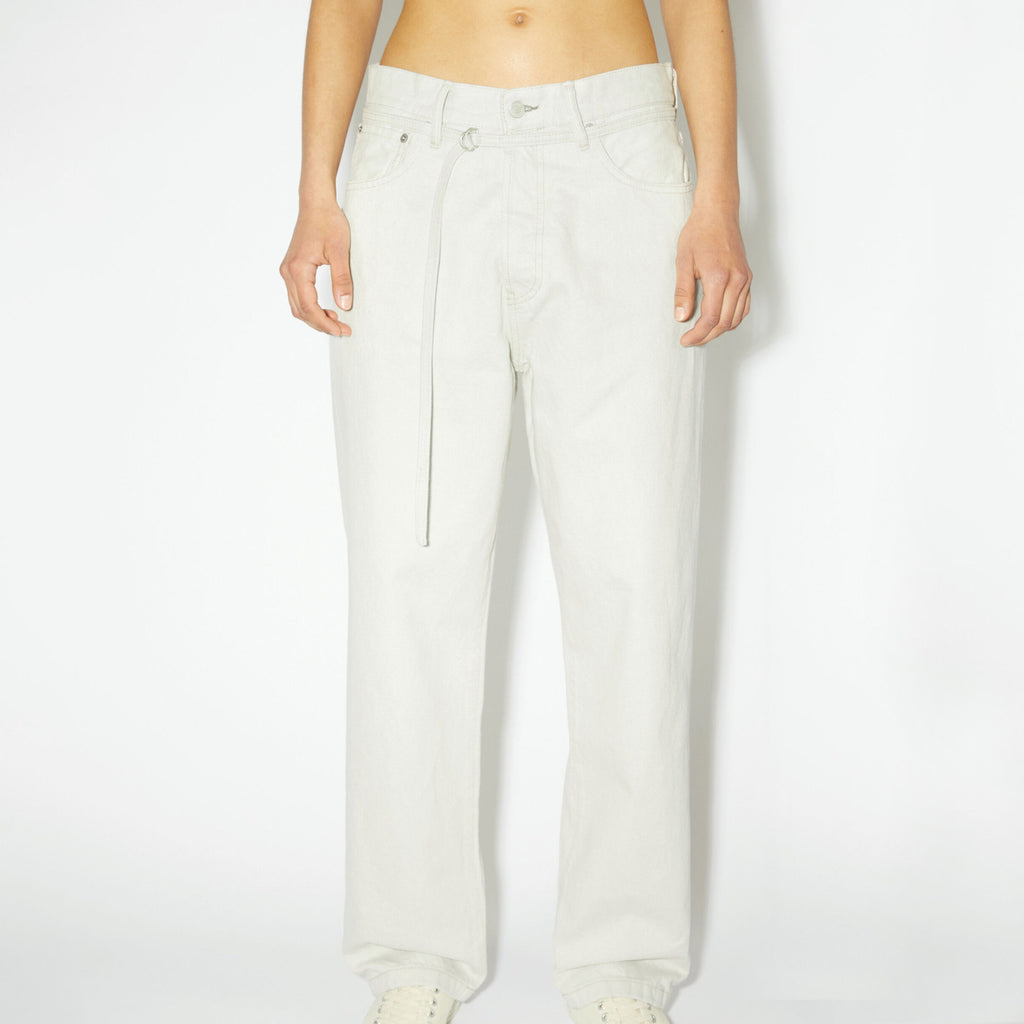 Men's Women's Four Seasons Solid Colour Cotton Adjustable Belt Loose Pants Straight Denim Pant Ngvp #8174