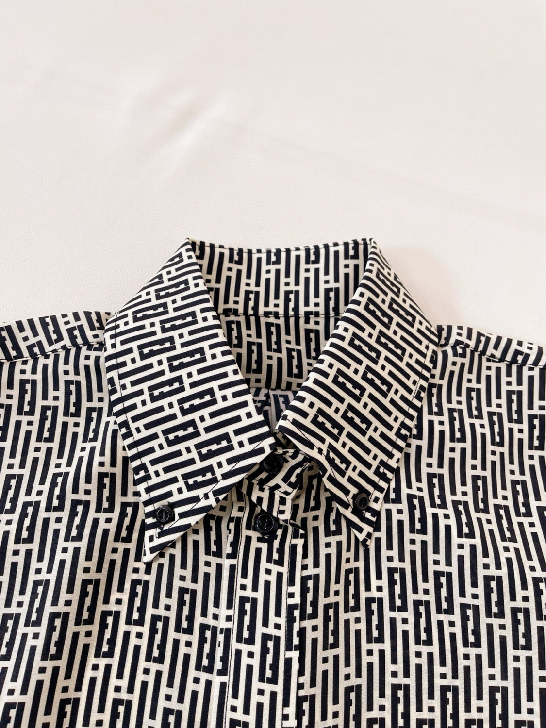 Women's Summer Black and White Geometric Pattern Single Breasted Lapel Long Sleeve Shirt #98776