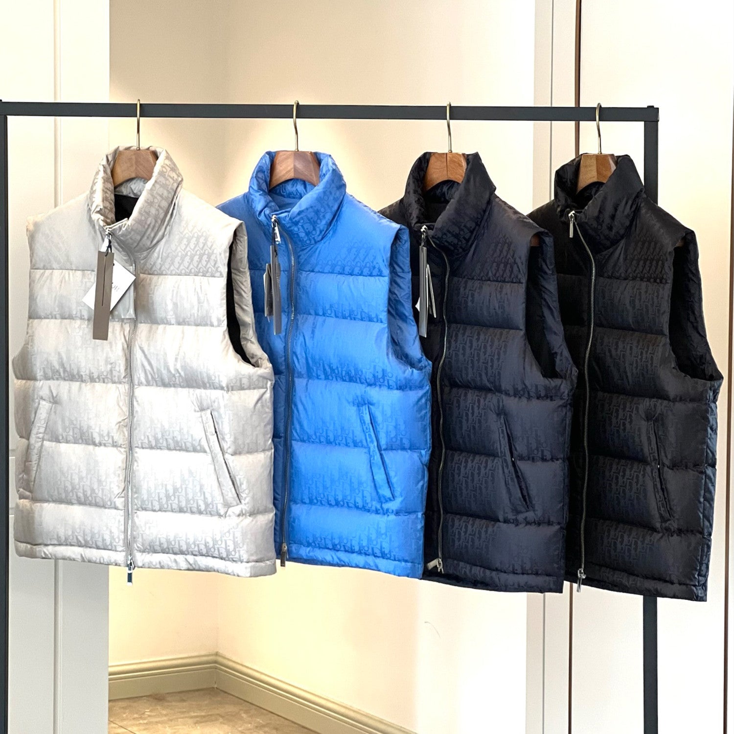 Oblique Sleeveless Down Jacket Zip Puffer Vest Men's Autumn And Winter Fashion Trend Sleeveless Warm Jacket #96497