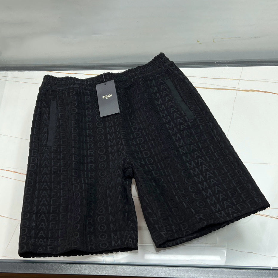 Men's Summer Solid Colour Letter Logo Print Drawstring Straight Casual Short Pants #99347