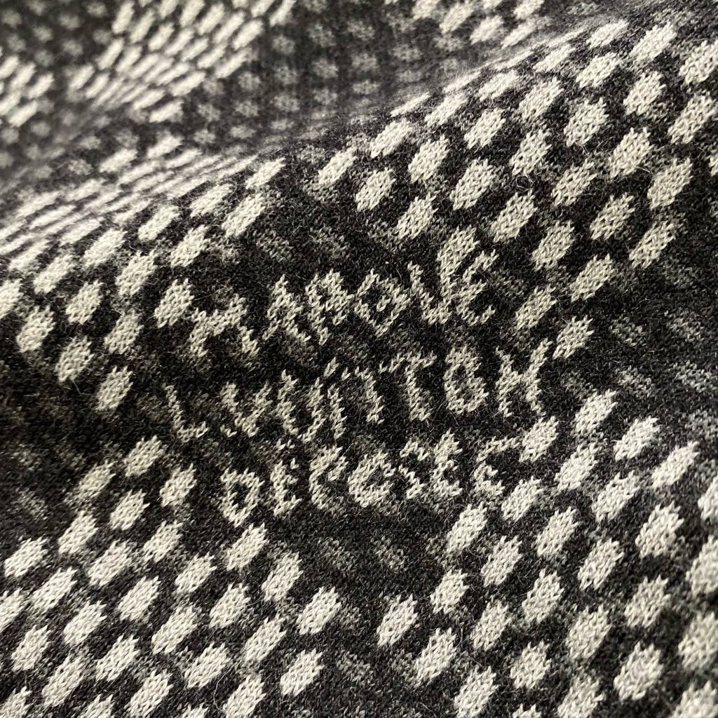 Men's Spring and Autumn Black Checkerboard Print Logo Pattern Round Neck Long Sleeve Sweater #73594