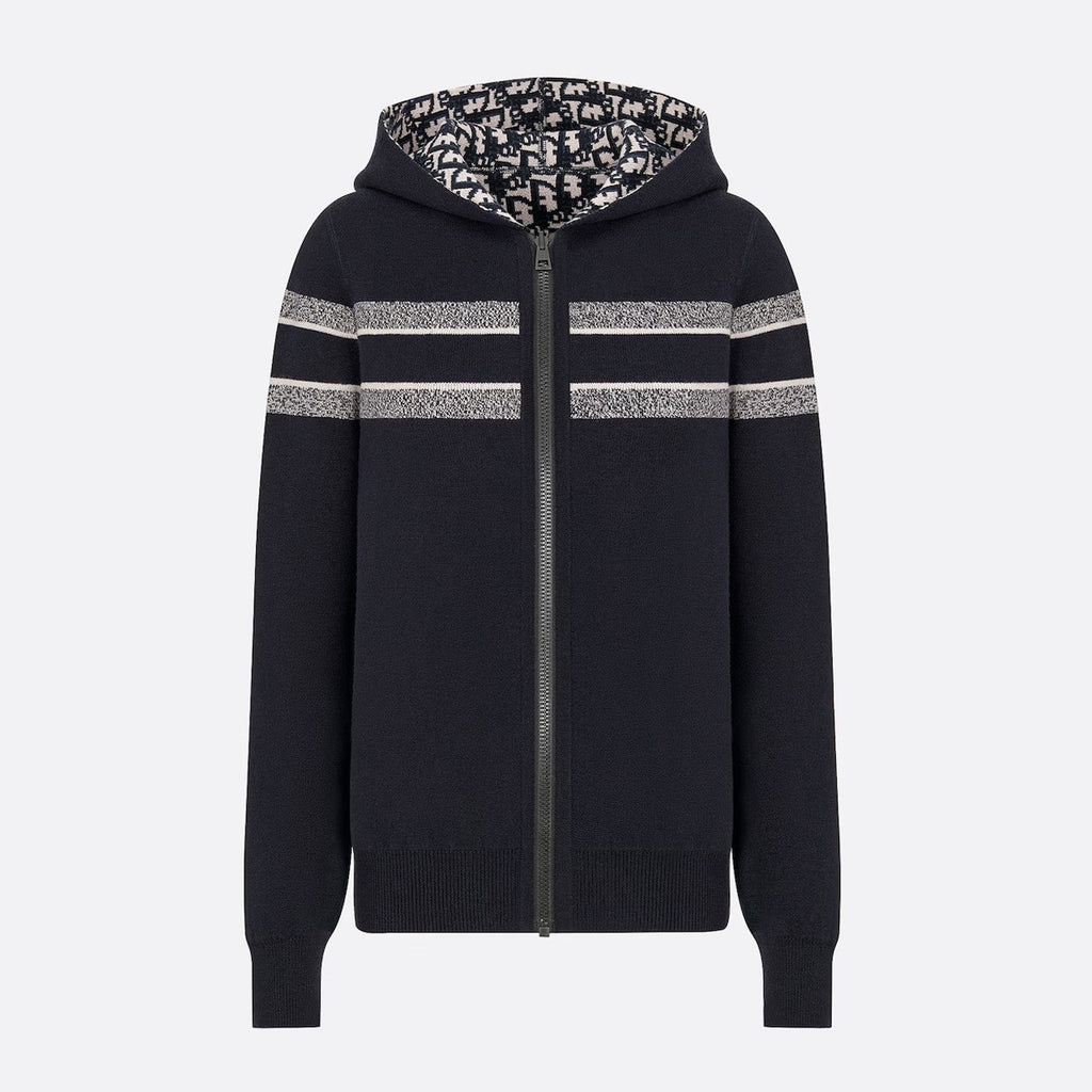 Women's Autumn and Winter Letter Logo Reversible Long Sleeve Zipper Hooded Knit Jacket #72751