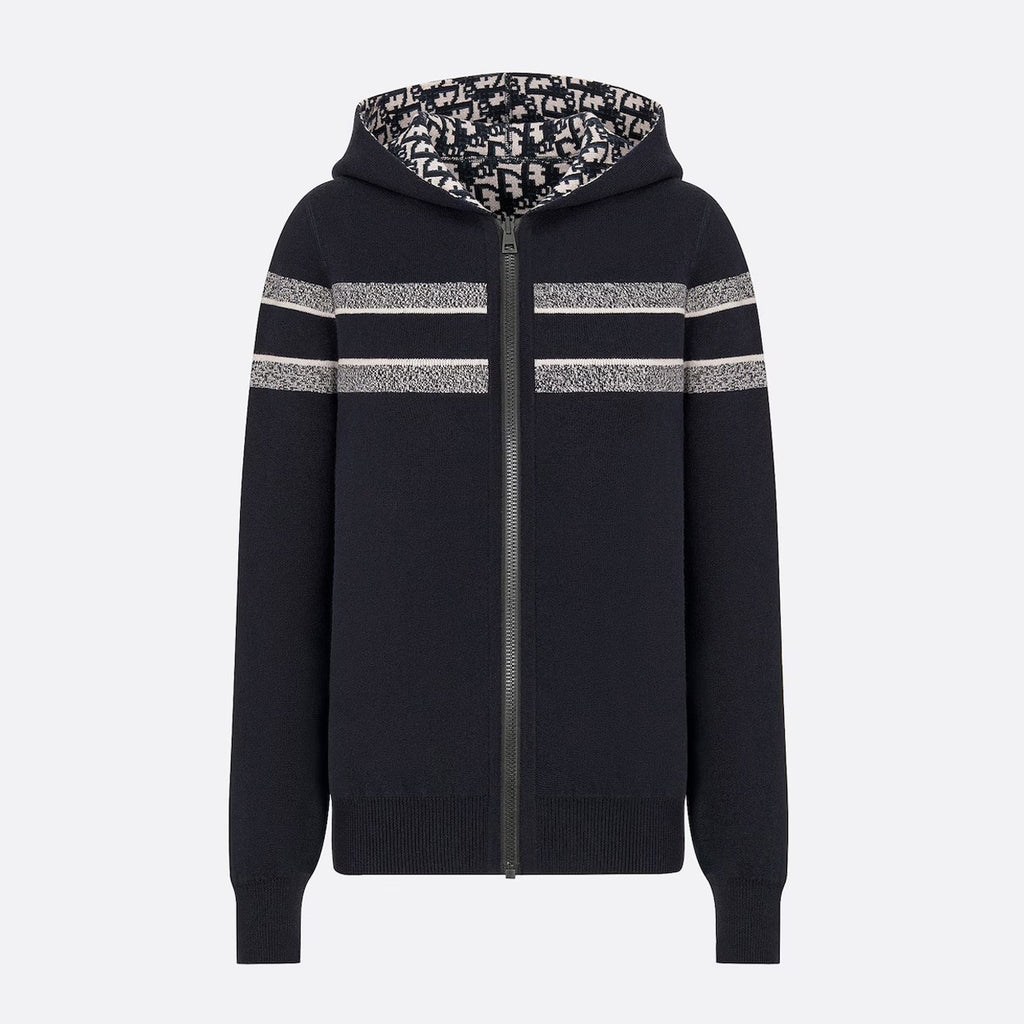 Women's Autumn and Winter Letter Logo Reversible Long Sleeve Zipper Hooded Knit Jacket #72751