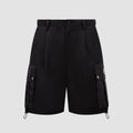 Men's Summer Black Straight Pocket Patch Logo Work Shorts #99788