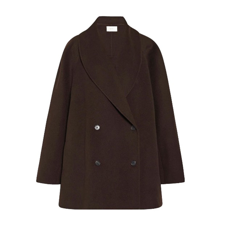 The Row Women's Spring And Autumn Solid Color Lapel Double Breasted Mid-Length Cashmere Wool Long Sleeve Fitted Jacket Coat Ngvp #8858