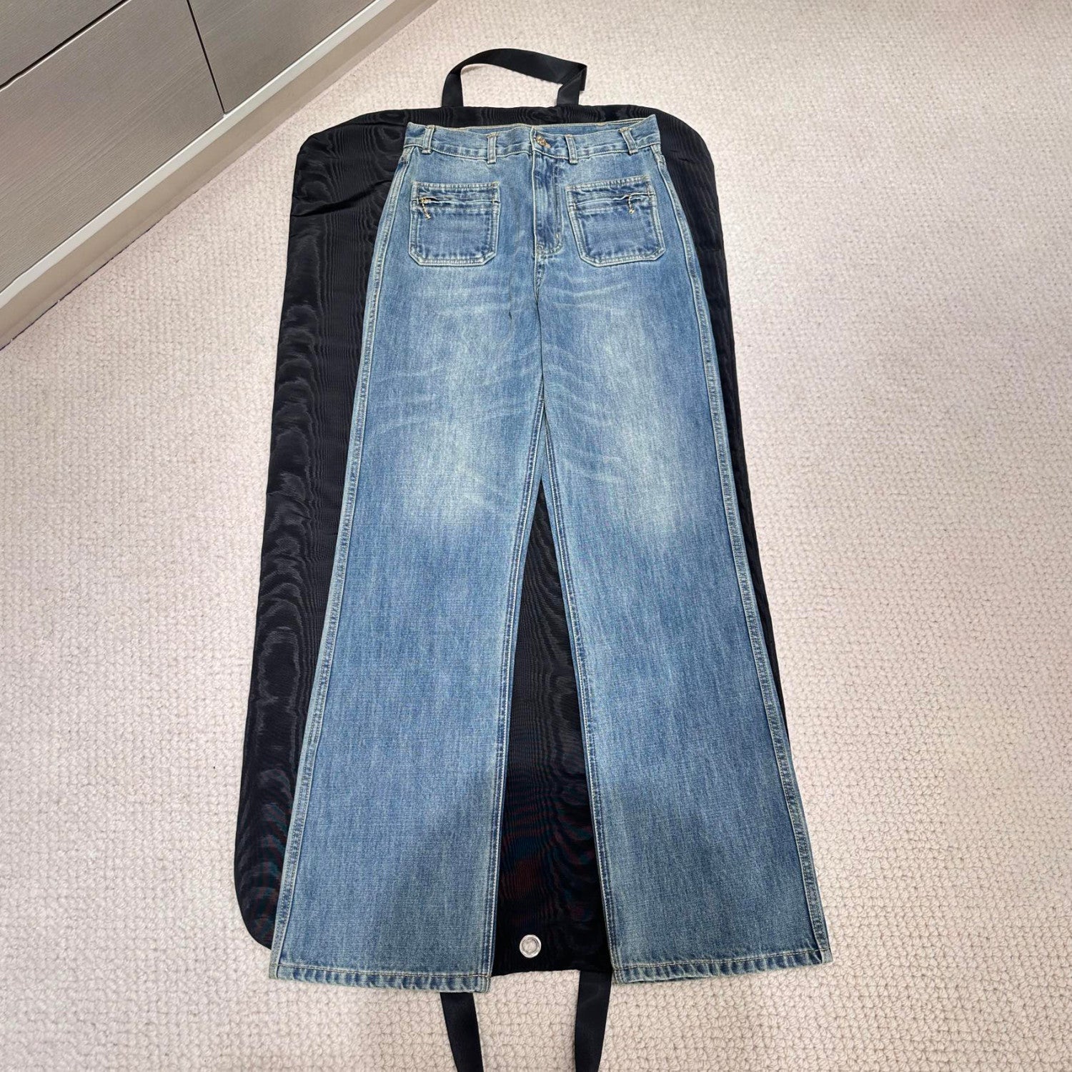 Women's Spring & Autumn Solid Color Loose & Skinny Straight Leg High Waist Jeans Pants #73956