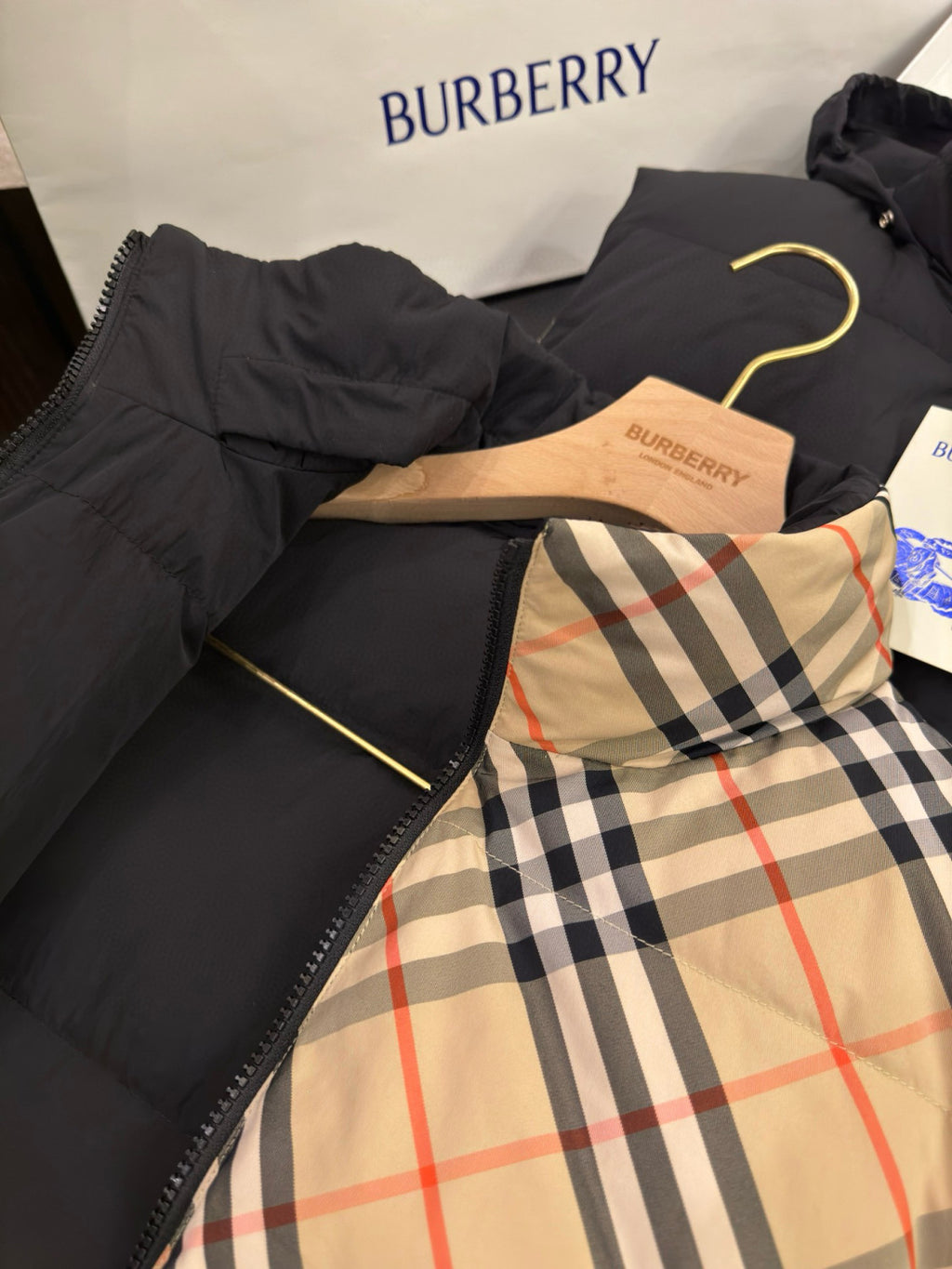 Men's And Women's Fall/winter Fashion Casual Stand Collar Zipper Checkered Reversible Double Sided Checkered Nylon Padded Vest #79369