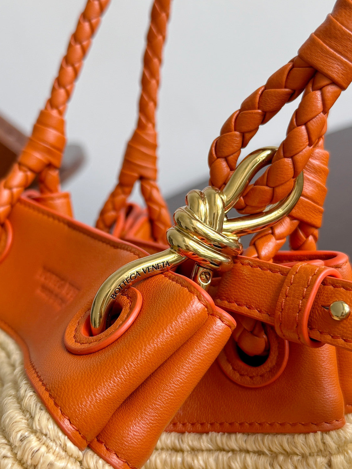 BV Small Parachute Women's Adjustable Detachable Shoulder Strap Raffia And Leather Shoulder Bag Handbag Bags #77633