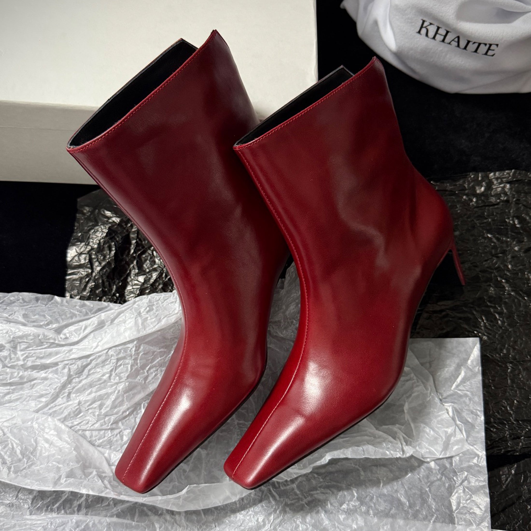 Khaite Ona Ankle Boot  Women's Fashionable Autumn/winter Mid-calf Boots Stylish Fashionable And Sexy Snake-print Short Shoes #2171