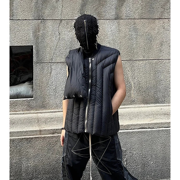 Men's And Women's Fall And Winter Quilted Design Down Jacket Bib Undershirt Jacket Zipper Black Trend Vest Jacket Ngvp #2612