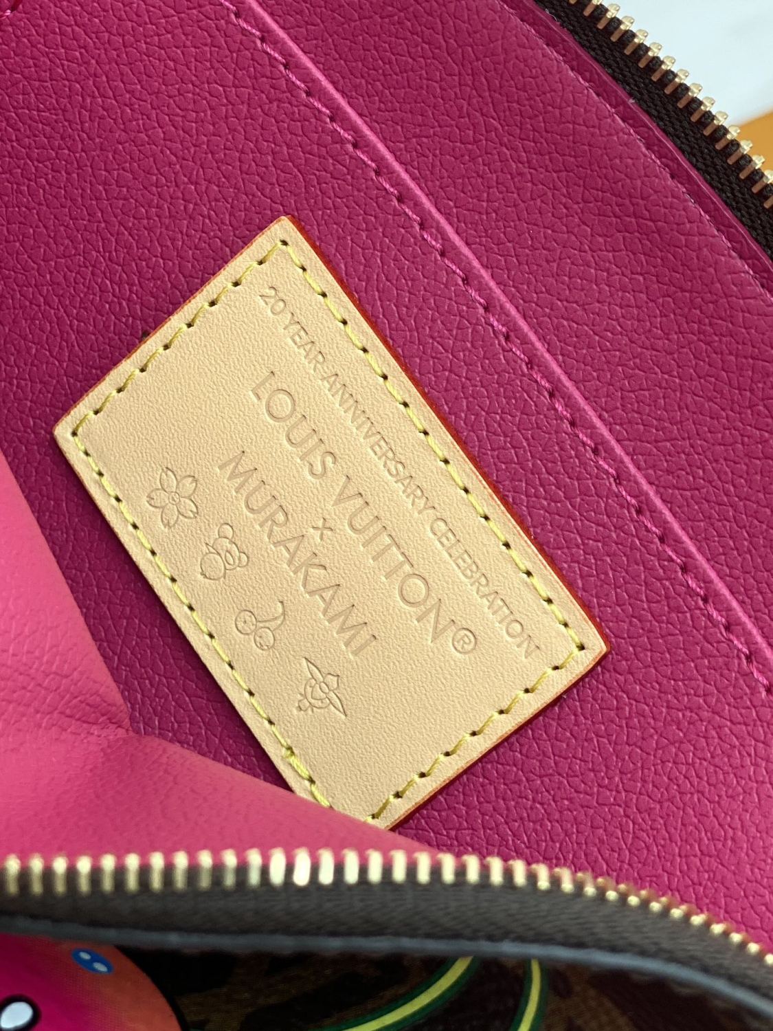 LV X TM Women's Brown Letter Print Cherry Pattern Leather Small Makeup Bag Bags #77595