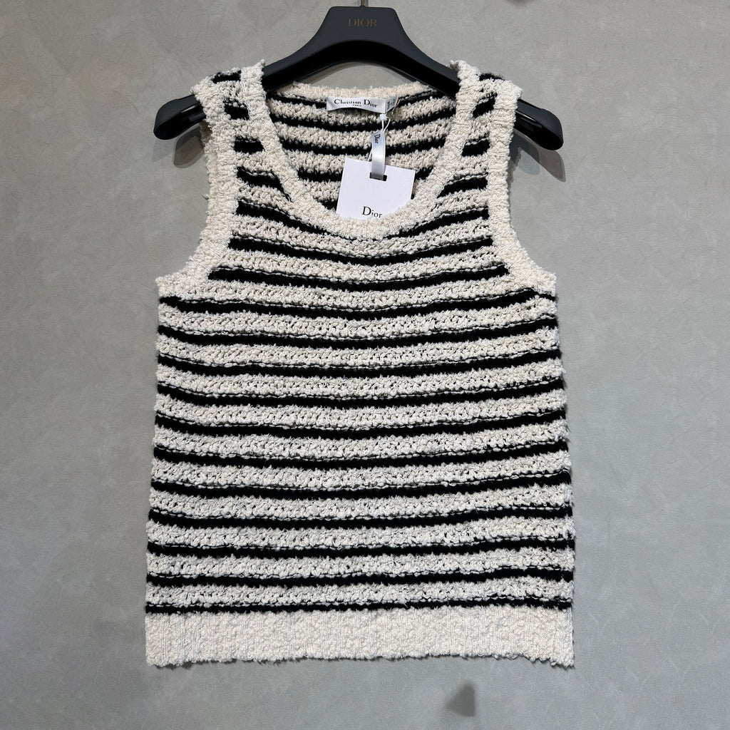 Women's Summer Wool-Blend Striped Crew Neck Multicolor Sleeveless Knit Vest Ngvp #2354