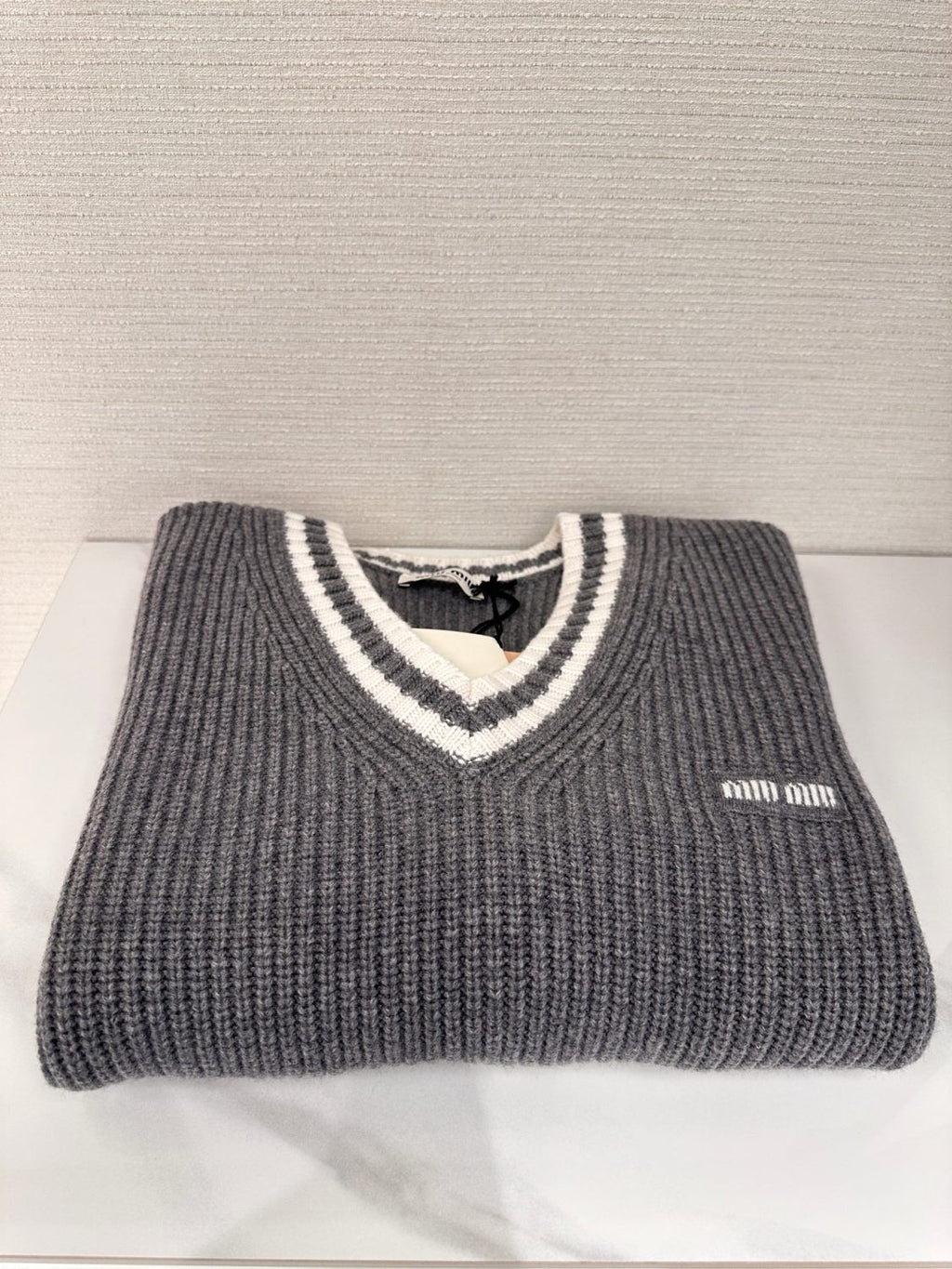 Women's Spring and Autumn Letter Printed V-Neck Casual Long Sleeve Cashmere Sweater Top #75114