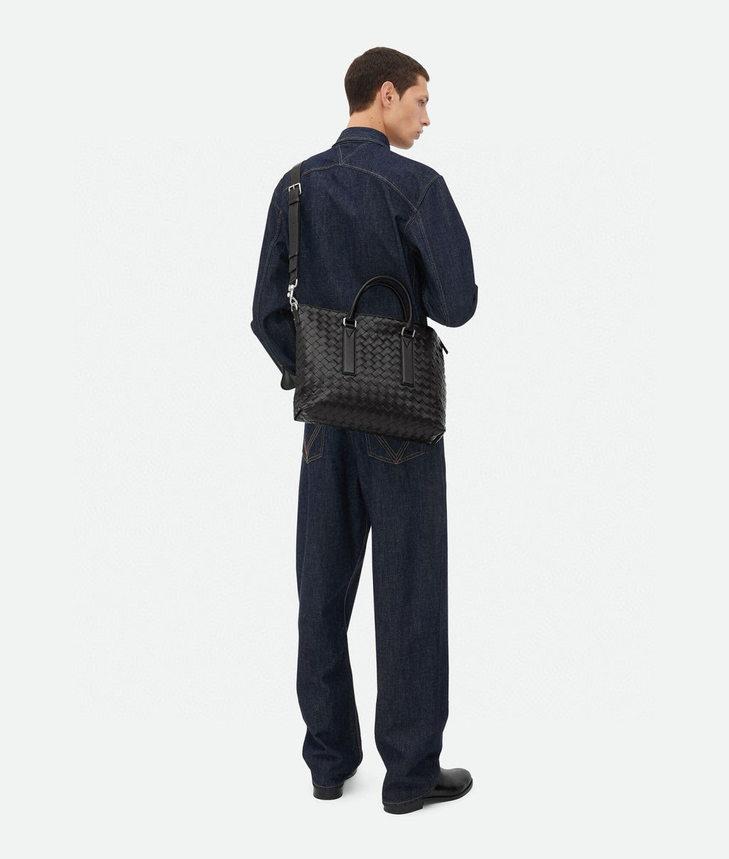 BV Intrecciato Men's Solid Color Adjustable Detachable Shoulder Strap Woven Calfskin Briefcase Handbag Bag Bags #77518