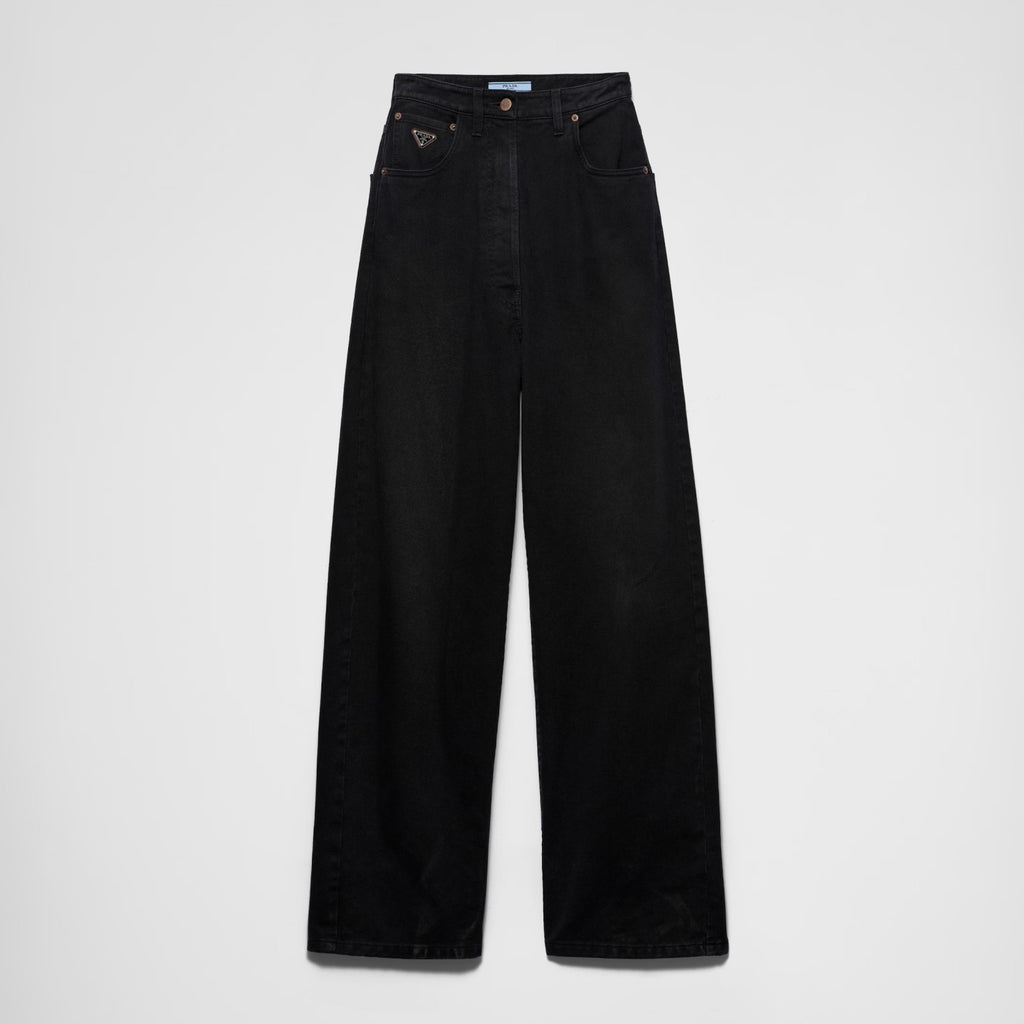 Women's Spring and Autumn Solid Color High Waist Wide Leg Loose Jeans Pants #74923