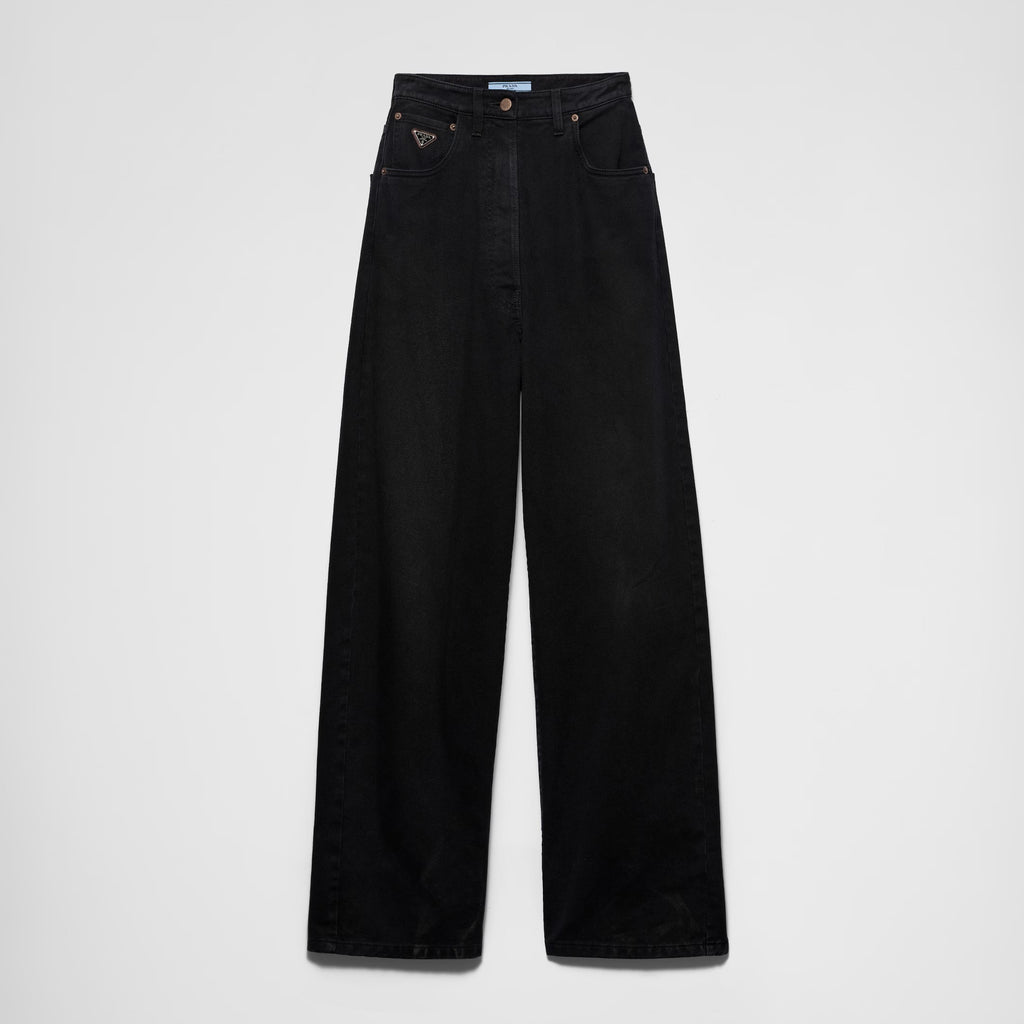 Women's Spring and Autumn Solid Color High Waist Wide Leg Loose Jeans Pants #74923