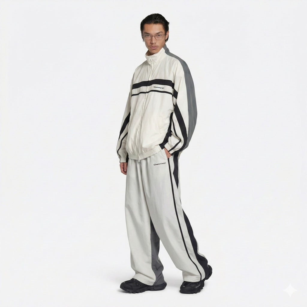 Blcg 25fw Men's Color-Blocked Patchwork Jacket and Pants Set Suit #194126