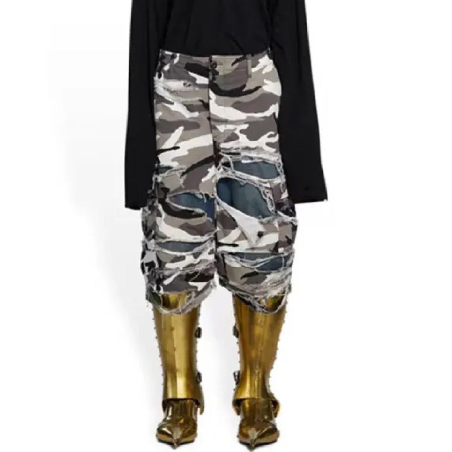 Men's And Women's Spring/summer Fashionable High Street Retro Distressed Camouflage Shorts Ngvp #5184