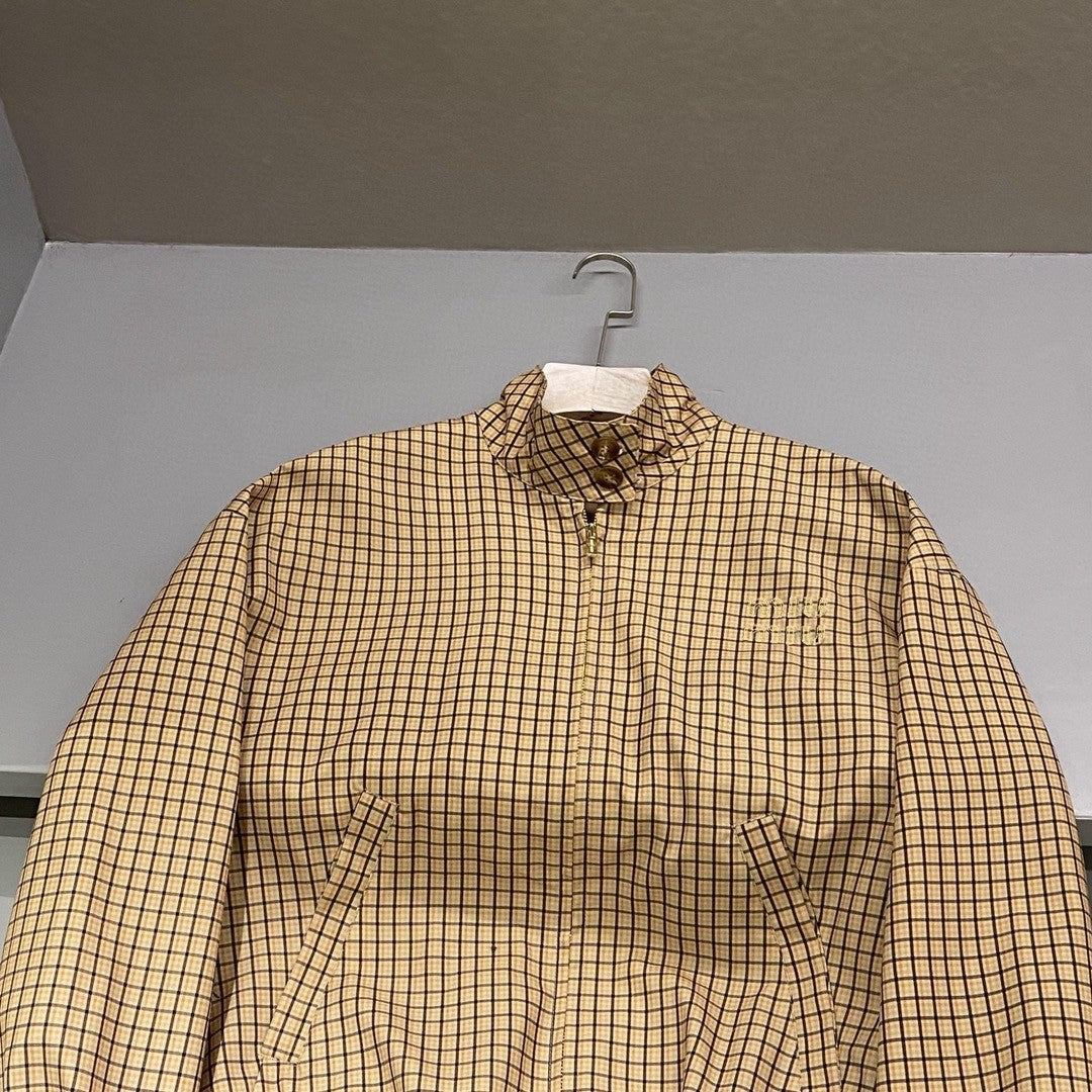 Women's Spring and Autumn Plaid Letter Embroidery Logo Zipper Standing Collar Long Sleeve Jacket #72311