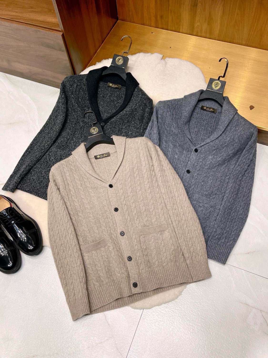 LP Men's Vintage Autumn And Winter Solid Color Single Breasted Cashmere Long Sleeve Cardigan Ngvp #9625