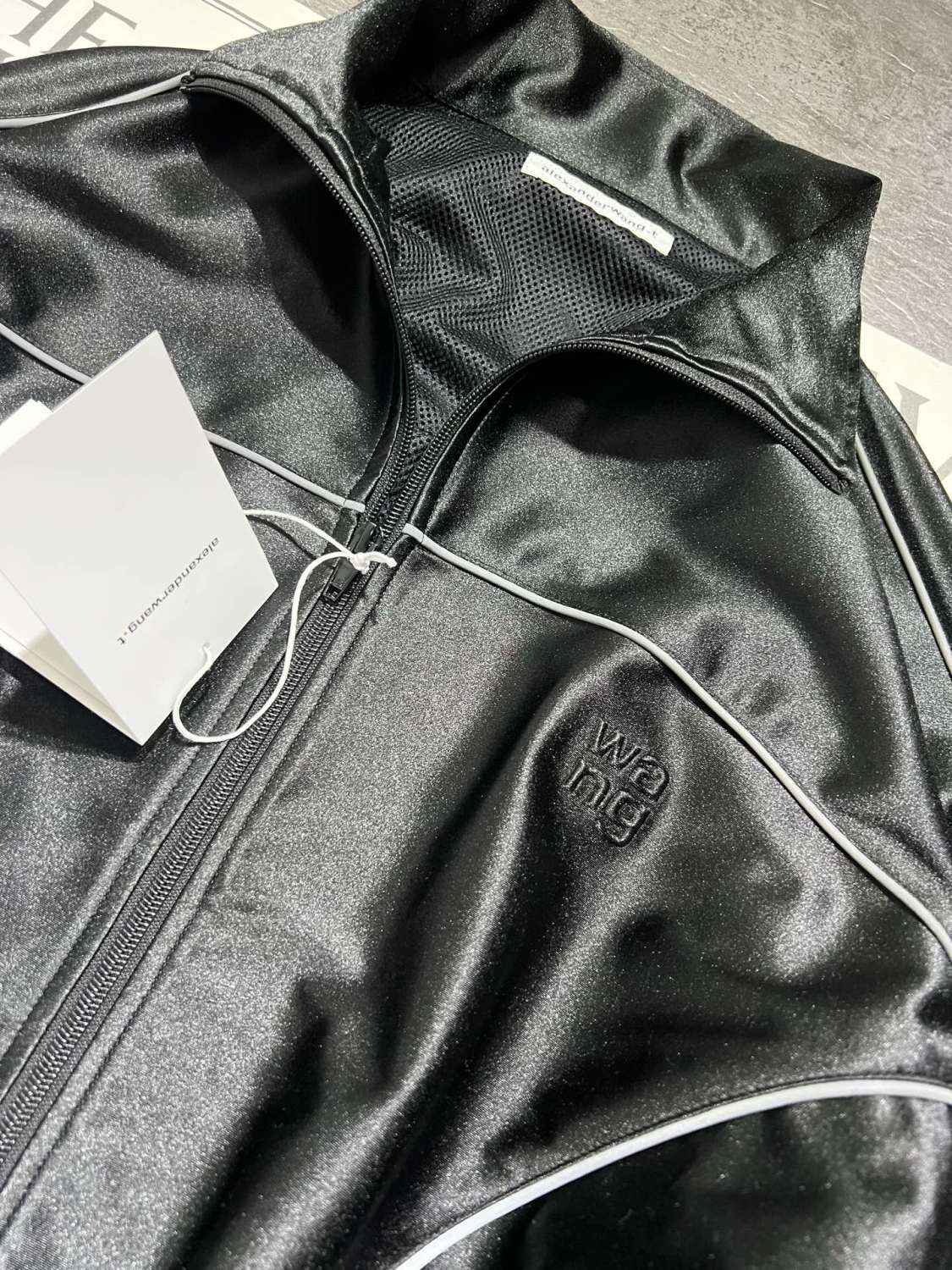 Women's Color-block fabric Bright trim Zippered dress Jacket #194224