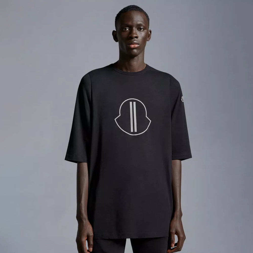 x Rick Owens Men's Summer Black Logo Print Loose Round Neck Short Sleeve T-Shirt #98317