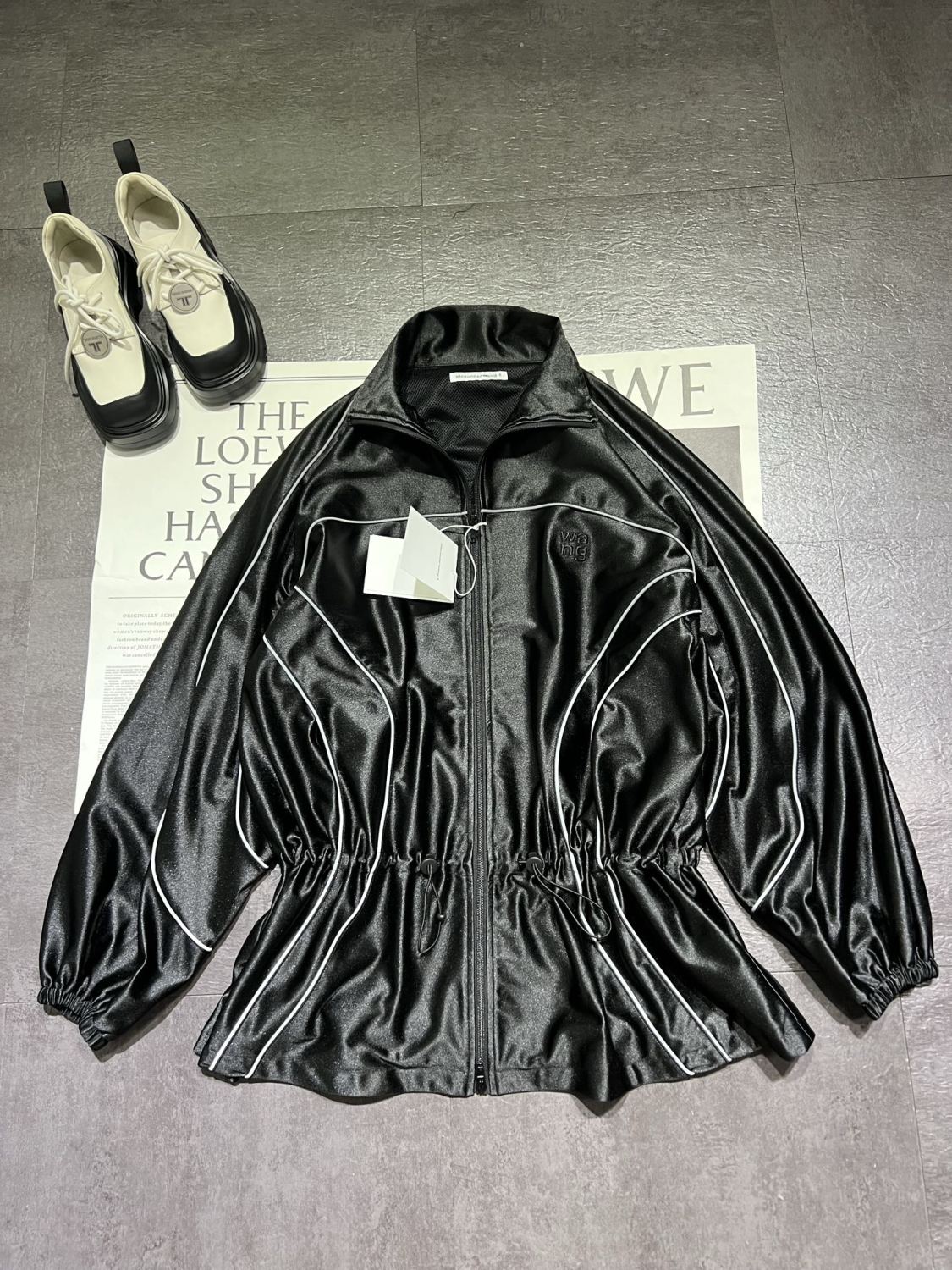 Women's Color-block fabric Bright trim Zippered dress Jacket #194224