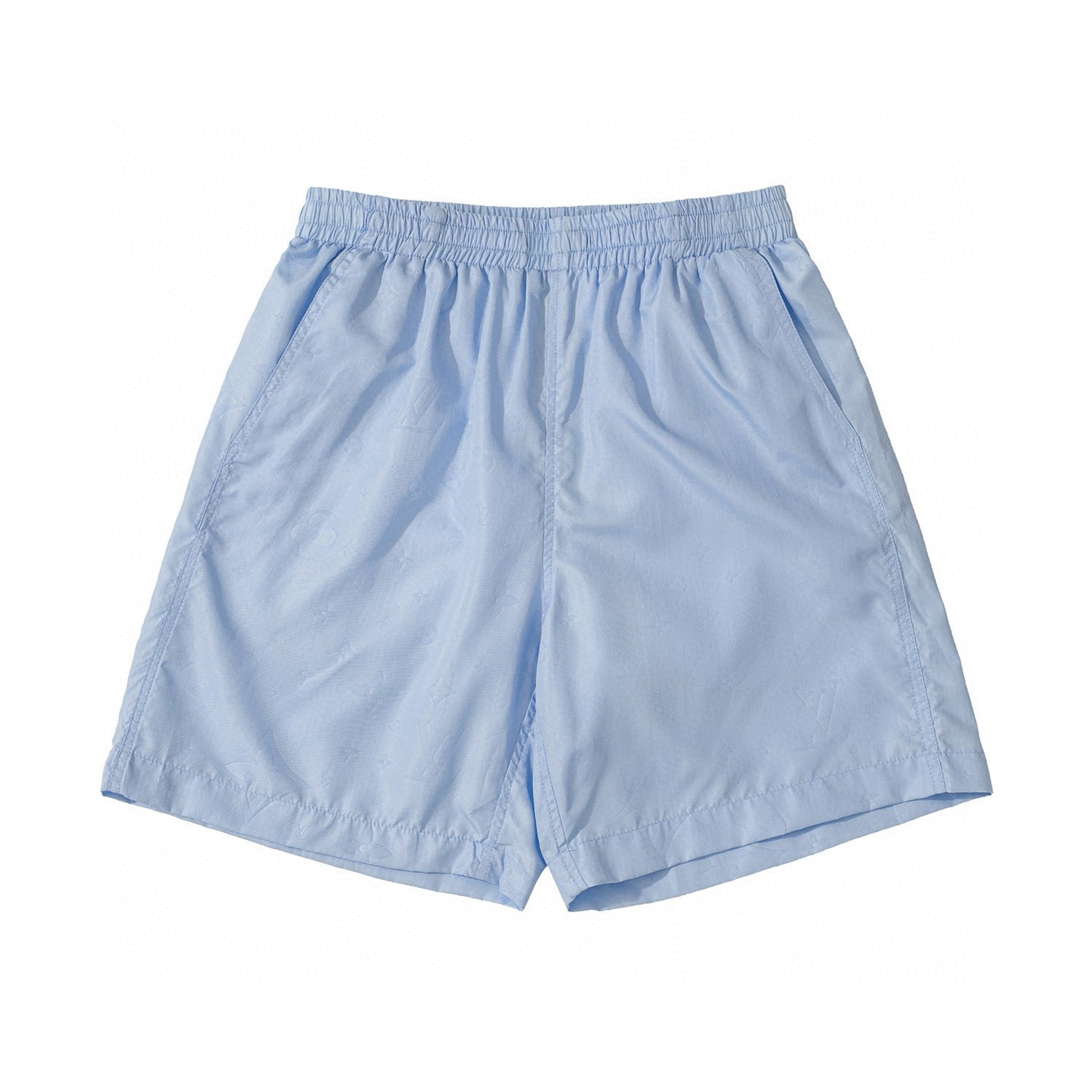 Men's Summer Solid Color Logo Full Print Drawstring Elastic Waist Casual Shorts Pants #98982