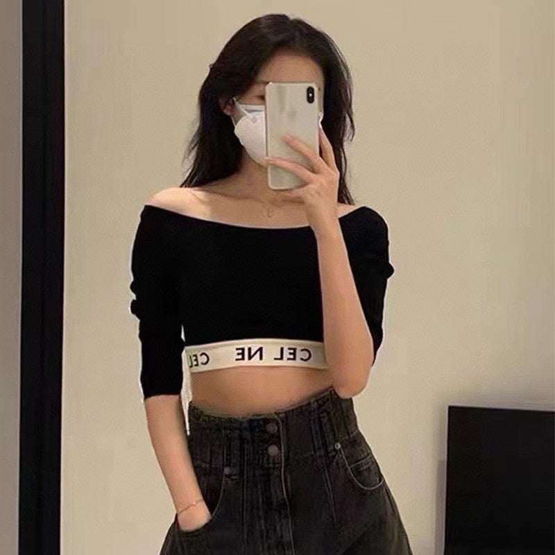 Women's Summer Letter Logo Print Round Neck Cotton Top #72558