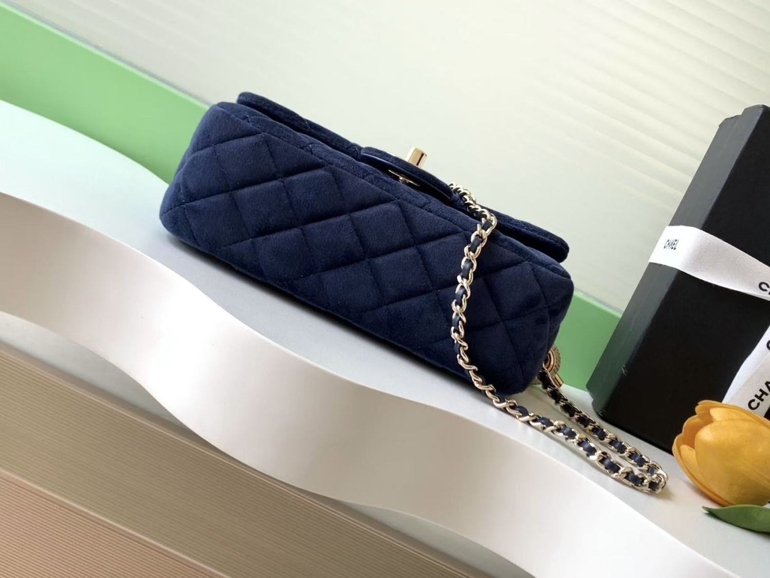 25a Diamond Ball CF Velvet Clutch Women's Fashionable Exquisite Mini Crossbody Chain-Strap Flap Bag #193617