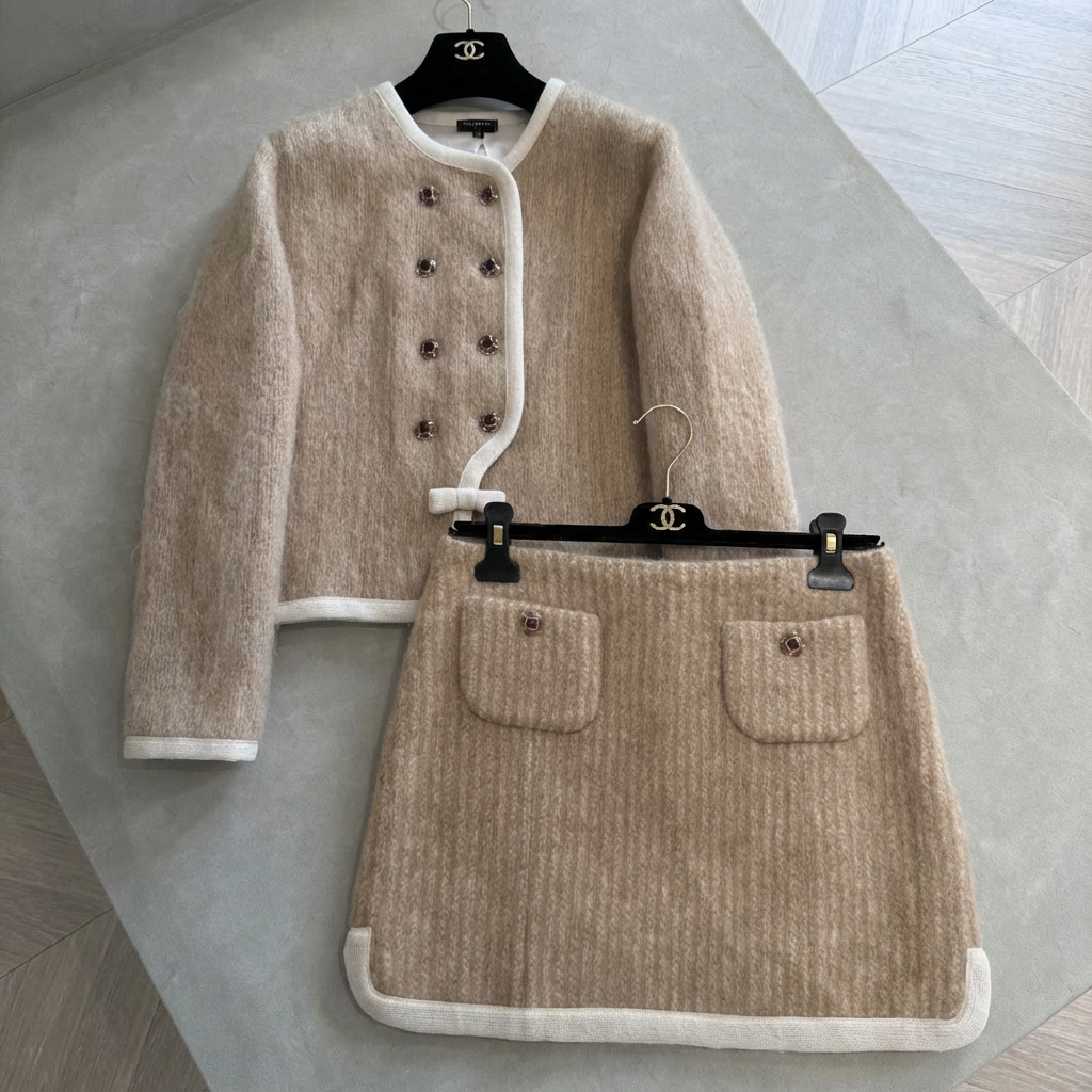 2025/26 Coco Neige Ready-to-wear Collection Coat Wool Blend Single-breasted Jacket Mini Skirt Set Suit #82276A