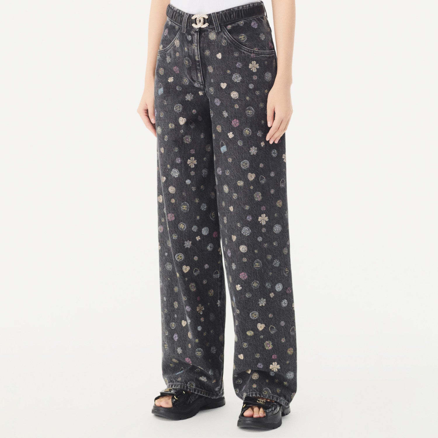 Women's Spring/Fall Fashion Casual Patterned Print Straight-Leg Relaxed Fit Jeans Pants #78615