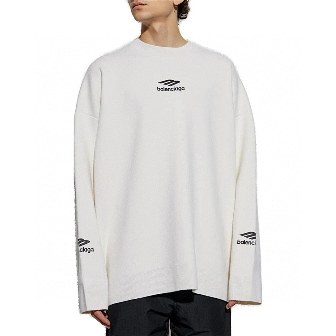 Men's SKI Crew Neck Top Logo Printed Spring & Fall Reversible Wool Blend Long Sleeve Knit Sweater #71742